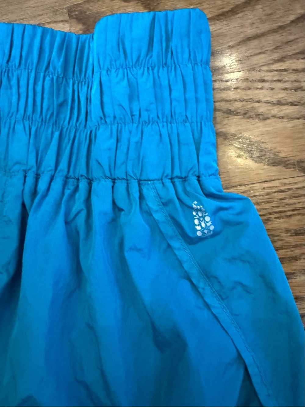 Free People High-Waist Shorts in Bright Teal Blue